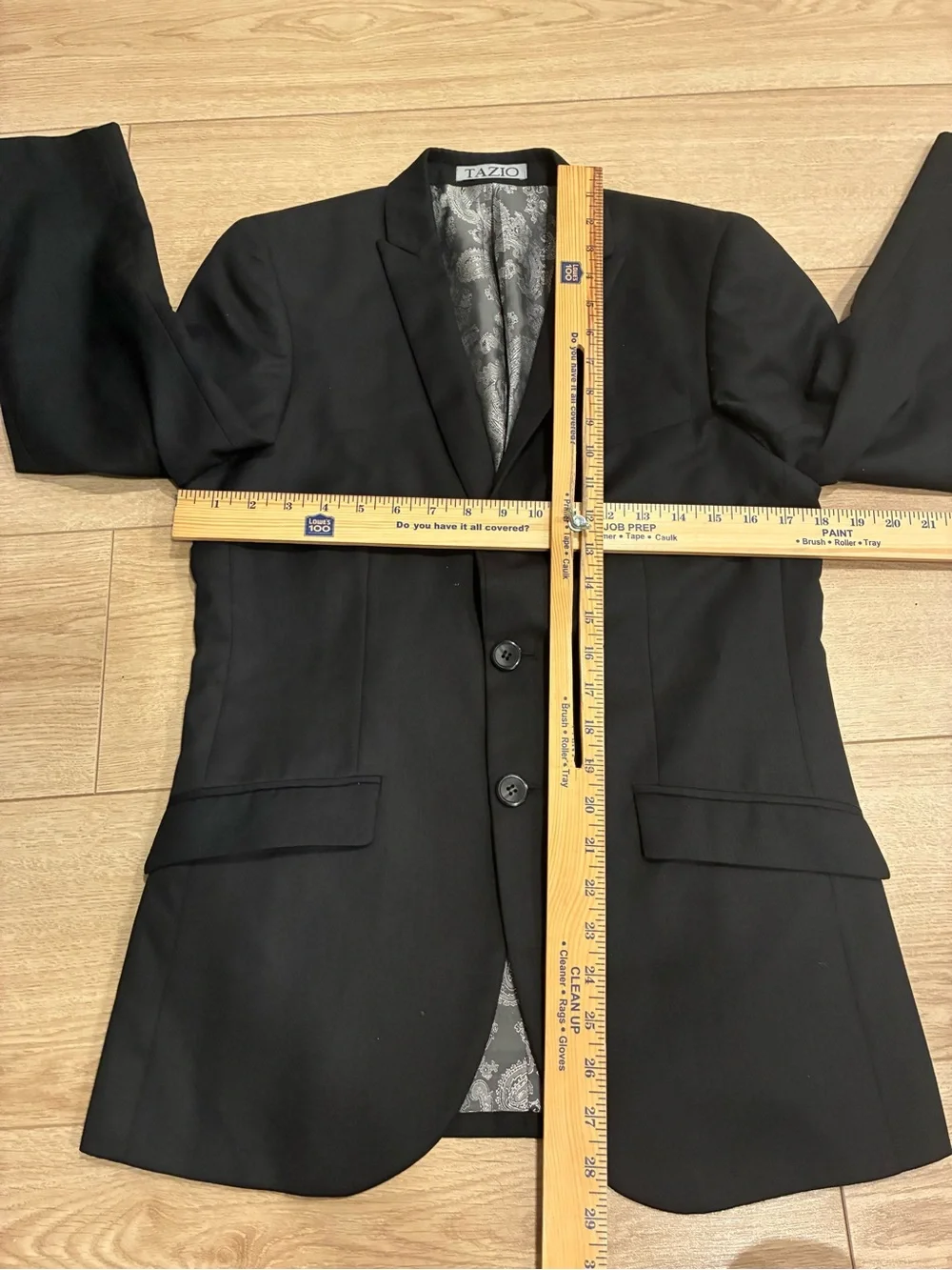 Tavio Men’s Two Button Black Two Piece Suit Size 36S/28x29